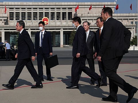 U.S. Secretary of State Antony Blinken arrives in Bejing, China.