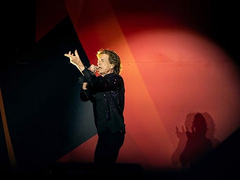 Mick Jagger of The Rolling Stones performs onstage.