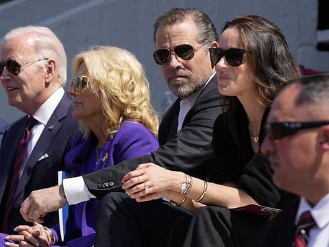 President Joe Biden attends his granddaughter Maisy Biden's commencement ceremony with first lady Jill Biden and children Hunter Biden and Ashley Biden at the University of Pennsylvania in Philadelphia, Monday, May 15, 2023.