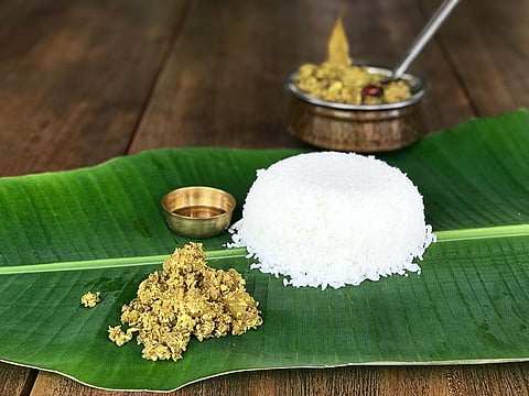 Thorer Ghonto and Kanch Kalar Kofta are served hot, with rice.
