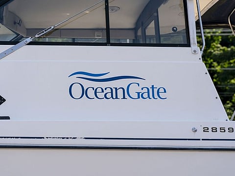 A logo on a vessel near the OceanGate Inc. offices in Everett, Washington.