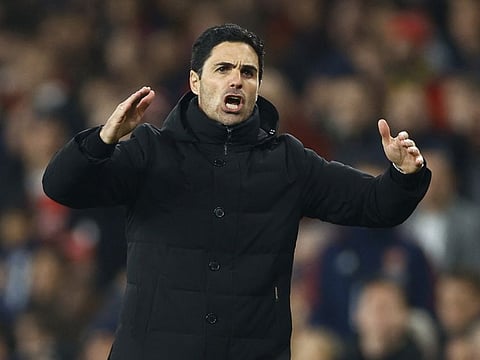 Arsenal manager Mikel Arteta reacts during a Premier League match against Southampton at Emirates Stadium in London in April.
