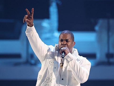 Busta Rhymes performs during the BET Awards in Los Angeles.