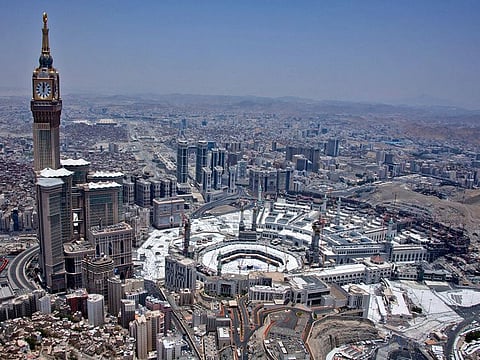 File photo: An aerial view of the Kaaba and the clock tower at Mecca's Grand Mosque during the annual Hajj pilgrimage.
