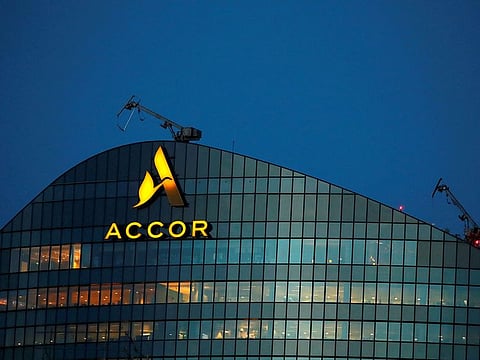 The logo of French hotel operator AccorHotels is seen on top of the company's headquarters in Issy-les-Moulineaux near Paris, France.