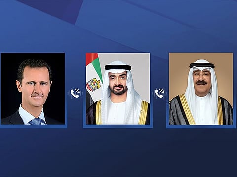 Sheikh Mohamed exchanged Eid greetings with Bashar Al Assad, Sheikh Mishal Al Ahmad Al Jaber Al Sabah
