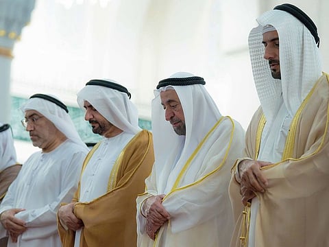 Sharjah Ruler performs Eid Al Adha prayer at Sharjah Mosque