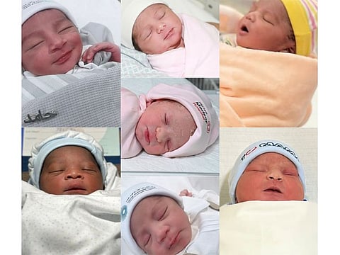 First column: Baby Hamed and unnamed baby of Yossou Faye and Zainab Touray. Second column: Baby Bessan, Lydia and Abdullah. Third column: Baby Juan Vineeth and unnamed baby of Ghalib Zakir and Aysha Ghalib Zakir.