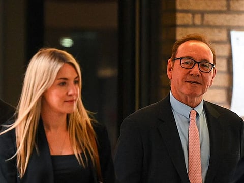 US actor Kevin Spacey leaving at Southwark Crown Court in London on June 28, 2023.