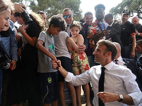 French President Emmanuel Macron visits the Benza district in Marseille, France, 28 June 2023. Two years after the launch of transformation plan, the President Macron visits Marseille from 26 till 28 June 2023 to review the various projects undertaken in the second largest city in France.