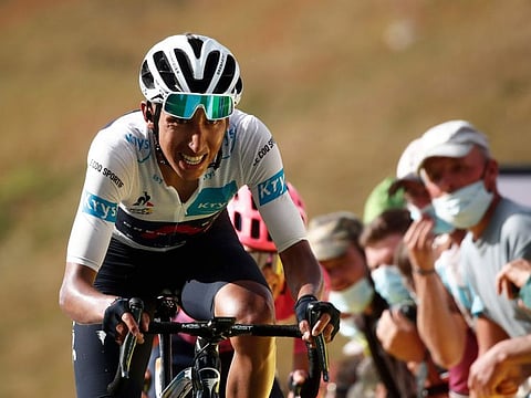 Colombia's Egan Bernal crosses the finish line of the stage 13 of the Tour de France in 2020.
