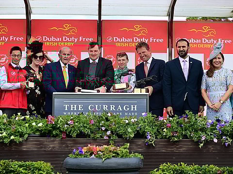 Westover, trained by Ralph Beckett, crosses the finishline under jockey Colin Keane in Irish Derby last year.