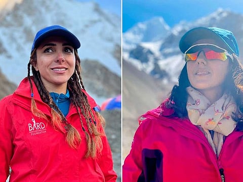 Pakistani women mountaineers Naila Kiani (left) and Samina Baig.