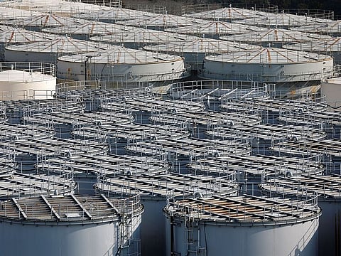 Tanks containing water from the disabled Fukushima Dai-ichi nuclear power plant are seen at the power plant in Okuma town, Fukushima prefecture, Japan, March 8, 2023.
