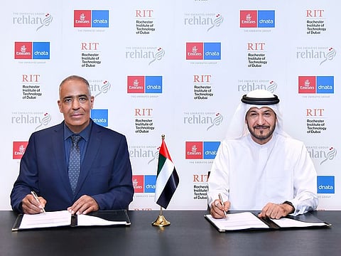 The MoU was signed by Adel Al Redha, Emirates’ Chief Operating Officer, and Dr Yousef Al Assaf, President Rochester Institute of Technology at the Emirates Group Headquarters.