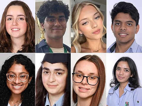 TOP ACHIEVERS (clockwise from top left): Alice Gazel, Benjamin Jobilal, Charlotte Suykens, Kshiteez Panigrahi, Naja Baumann, Prateeti Saran, Rawan Najim, and Shriya Karlapudi.