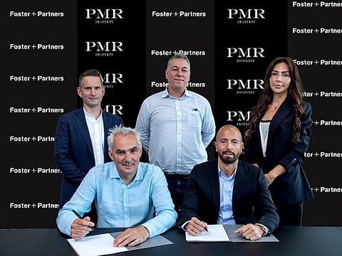 Standing from Left - Will Plowman, Foster + Partners; John Blythe, Foster + Partners, and Pepi Tomov, PMR Property. Sitting from left - Gerard Evenden, Foster + Partners, and Paulin Tomov, PMR Property.