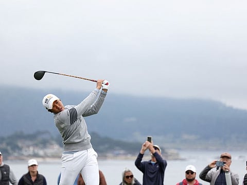 Natthakritta Vongtaveelap of Thailand plays her shot from the 14th tee during the first round of the 78th US Women's Open at Pebble Beach Golf Links on Thursday.