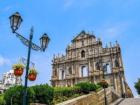 Ruins of St. Paul's in Macau. Citizens from 81 countries can visit Macau for a stay of up to 14, 30, 90 and 180 days.