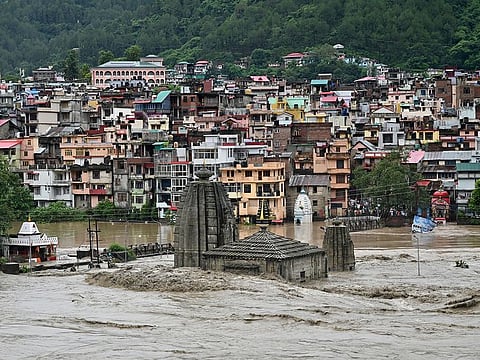 River Beas overflows following heavy rains in Mandi in the northern state of Himachal Pradesh, India, July 10, 2023