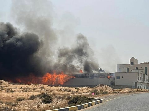 The factory that caught fire in Umm Al Quwain on Monday.