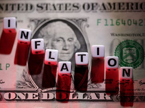 FILE PHOTO: Plastic letters arranged to read "Inflation" are placed on U.S. Dollar banknote in this illustration taken, June 12, 2022. REUTERS/Dado Ruvic/Illustration/File Photo
