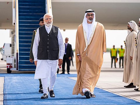 Sheikh Khalid bin Mohamed bin Zayed Al Nahyan, Crown Prince of Abu Dhabi received Narendra Modi,