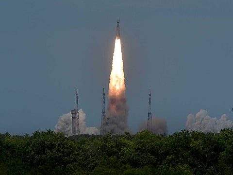 India's LVM3-M4 blasts off carrying Chandrayaan-3 lander from the Satish Dhawan Space Centre at Sriharikota, India, July 14, 2023.