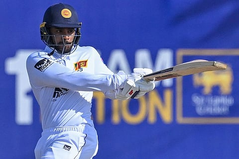 Sri Lanka's Dhananjaya de Silva pulls a shot during the opening day of the first Test against Pakistan at the Galle International Cricket Stadium on Sunday.