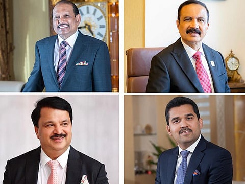 Indian expats in the UAE including (clockwise) M A Yusuff Ali, Dr Azad Moopen, Dr Shamsheer Vayalil and Dr KP Hussain paid rich tribute to former Chief Minister of Kerala Ommen Chandy who passed away on July 18.