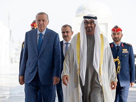UAE President His Highness Sheikh Mohamed bin Zayed Al Nahyan with Recep Tayyip Erdogan, President of Turkey.