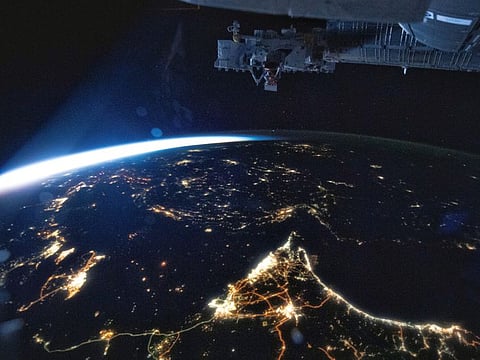 UAE astronaut Sultan Al Neyadi shares a stunning view of a brightly-lit UAE from the ISS taken at the break of dawn on the horizon at the Earth’s curvature.