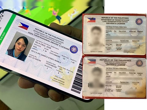 A sample of the digital driving licence card (left) and the existing plastic driving cards on the right.