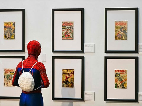 Spider-Man attends as Comic-Con Museum debuts new exhibits and features on Stan Lee alongside "Cowboy Bebop" and "My Hero Academia" at Comic-Con Museum on July 18, 2023 in San Diego, California.
