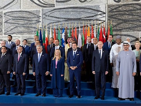 UAE President His Highness Sheikh Mohamed bin Zayed Al Nahyan at the International Conference on Development and Migration, which took place in the Italian capital, Rome.