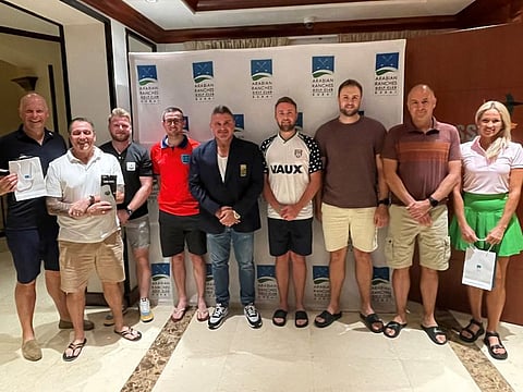 Winners from left to right, Douglas McLennan, Wayne Taylor, Mark Laing, Christopher Benson, Club Captain Mark Gathercole, Calum Mills, James Sayer, Mark Sayer, & Lady Club Vice-Captain Elvira Khaliullina