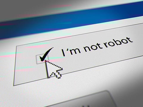 The simplest version of a Captcha is a box you check that says, "I am not a robot."