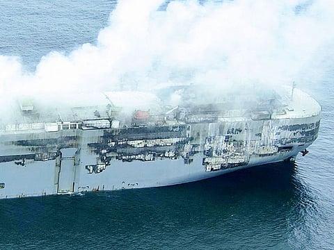 A fire aboard the Panamanian-registered car carrier ship Fremantle Highway, 23 kilometers north of Terschelling, after a fire broke out on the Fremantle Highway.