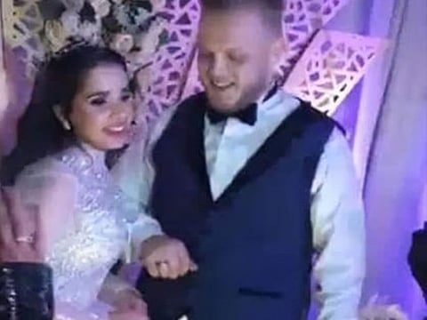 Saeed Khalid Al Saeed Mohammad Ismail with his bride before the tragedy.