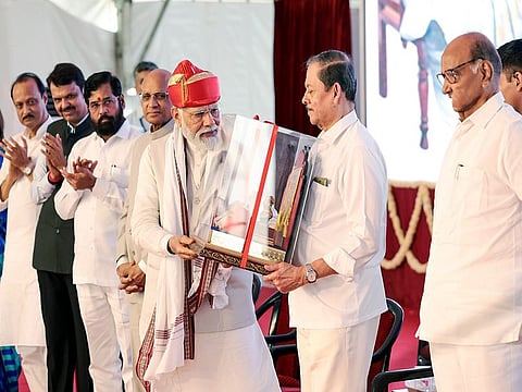 India’s Prime Minister Narendra Modi conferred with the Lokmanya Tilak National Award in Maharashtra on Tuesday. NCP chief Sharad Pawar shared the dais along with Maharashtra CM Eknath Shinde, Deputy CMs Devendra Fadnavis and Ajit Pawar among other dignitaries