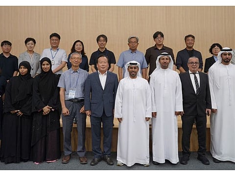 The delegation from Abu Dhabi Agriculture and Food Safety Authority with officials from the Rural Development Department in Korea