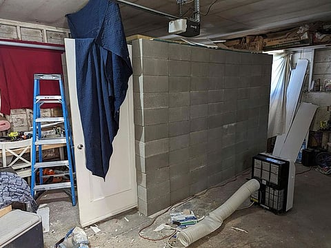 A makeshift cinderblock cell in Klamath Falls, Oregon.