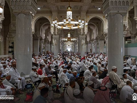 Worshippers gather at the Grand Mosque in Mecca.