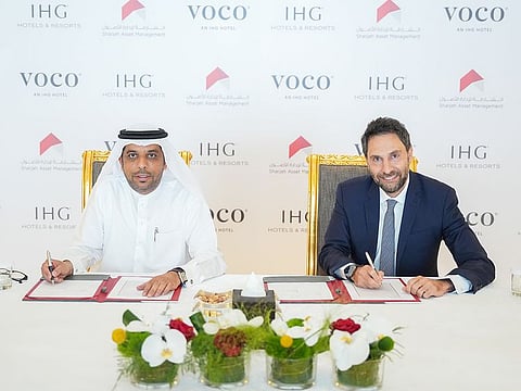 His Excellency Waleed Al Sayegh, CEO of Sharjah Asset Management and Haitham Mattar, Managing Director, IHG Hotels & Resorts India, Middle East and Africa