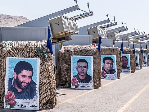 Iranian missile systems are displayed during the ceremony of joining the IRGC Navy at an undisclosed location in Iran, in this handout image obtained on August 5, 2023.