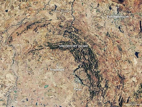 The world’s oldest and largest known impact structure – Vredefort Crater in South Africa.