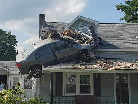 A man crashed his car through the second floor of a Pennsylvania house on Sunday in what state police are describing as intentional.