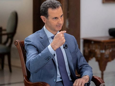 Al Assad during his interview Abu Dhabi-based Sky News Arabia television.