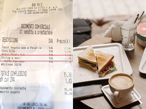 Left: Picture of the bill that the customer received. Right: Stock image used for illustrative purposes only.