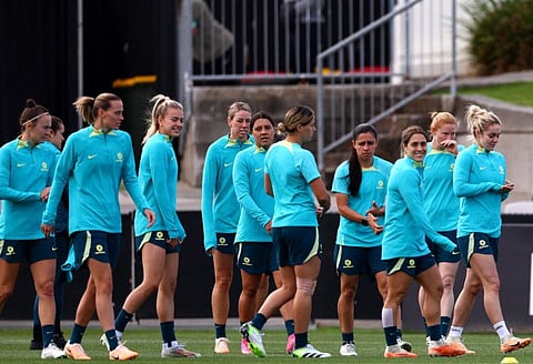 Australia's players attend a training session at Jubilee Stadium in Sydney on Tuesday on the eve of the Women's World Cup semi-final against England.
